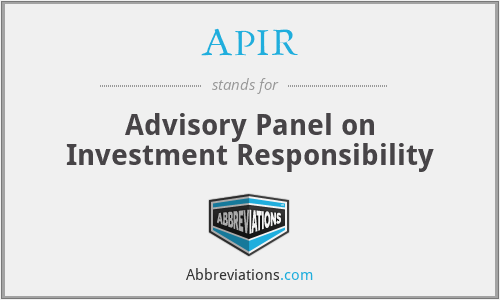 APIR - Advisory Panel on Investment Responsibility