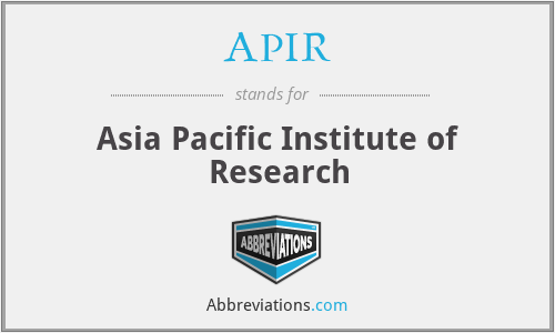 APIR - Asia Pacific Institute of Research