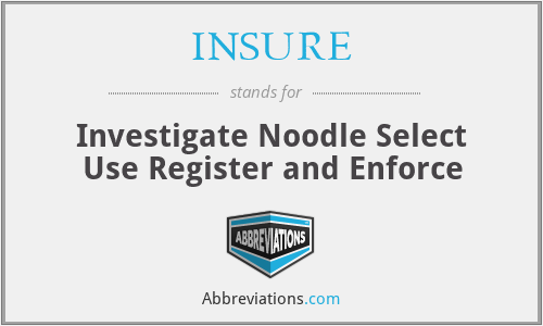 INSURE - Investigate Noodle Select Use Register and Enforce