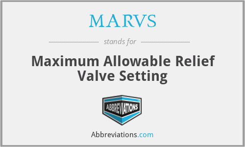 MARVS - Maximum Allowable Relief Valve Setting