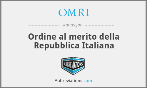 OMRI - Ordine al merito della Repubblica Italiana