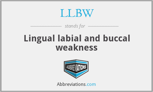 LLBW - Lingual labial and buccal weakness