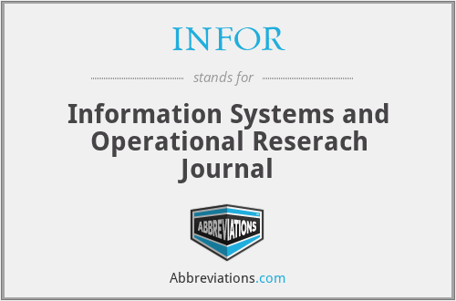 INFOR - Information Systems and Operational Reserach Journal